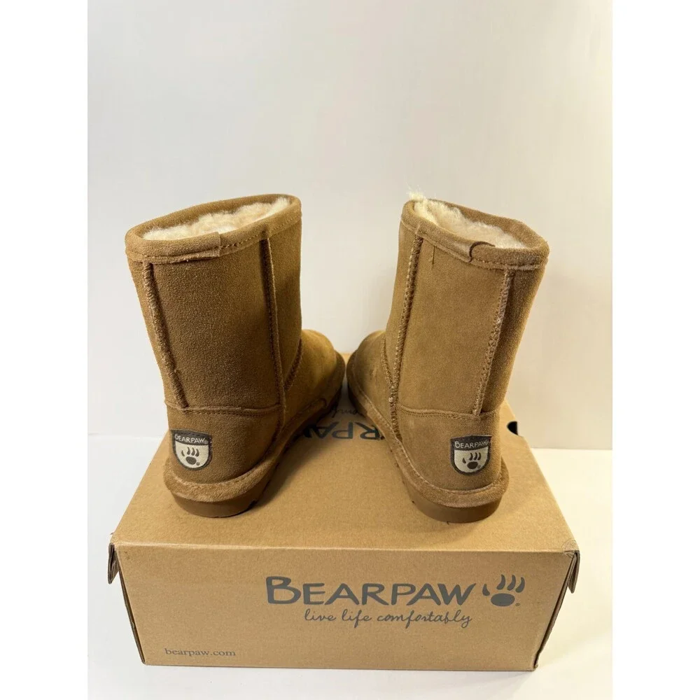 BEARPAW Elle Youth Hickory Size Cozy Suede Winter Boots for Kids US 13